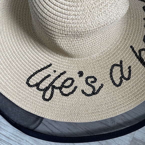 Lifes a Beach Sequined Summer Hat With Lace Net Edge main image 4